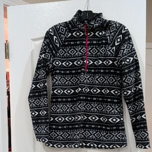 Eddie Bauer Black and White Patterned Zip-Up Jacket